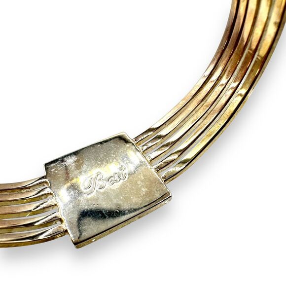 Silver Tone Etched Tiger Head Cuff Bracelet Vintage 80s 90s Grunge Biker Goth - Picture 5 of 5